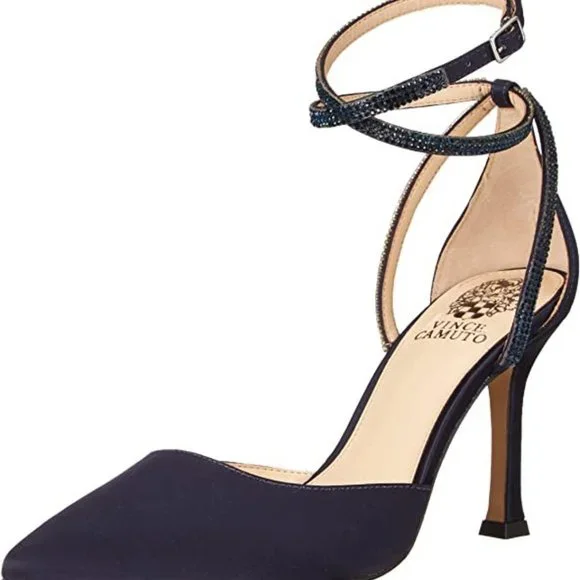 Vince Camuto Women's navy blue Ketrinda Ankle Strap Pump